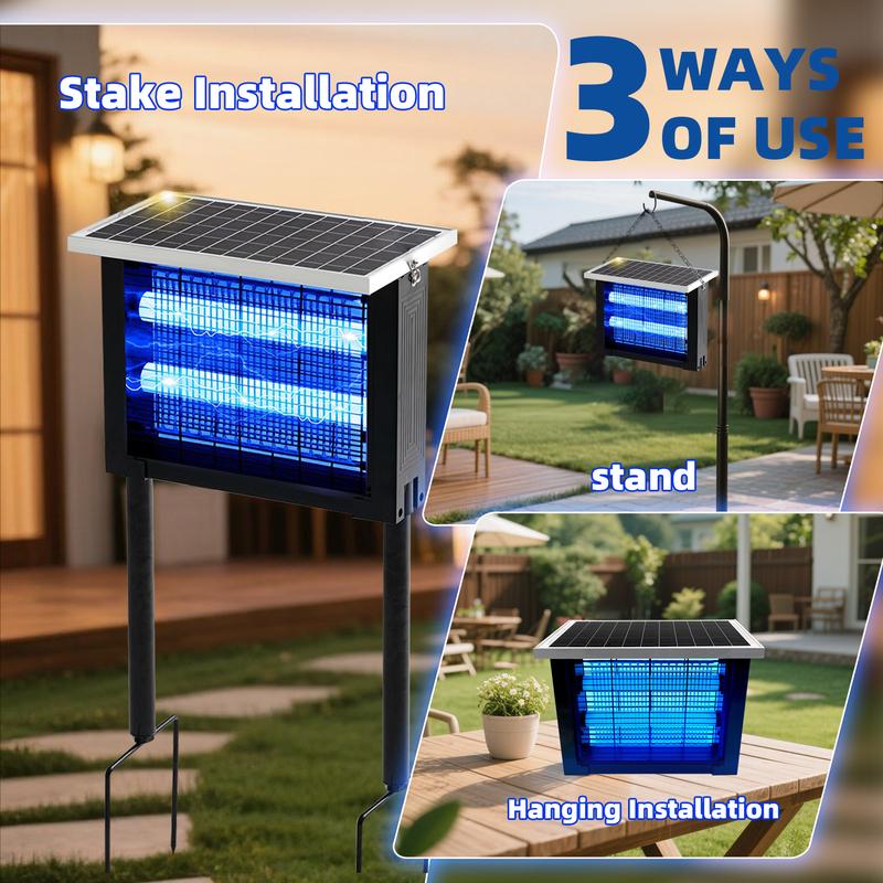 Solar Bug Mosquito Zapper Outdoor, IPX5 Waterproof Ground Insertion Multifunction Type UV Mosquito Killer Electronic Lamp , Modern Household Appliances for Garden, Backyard, Farm