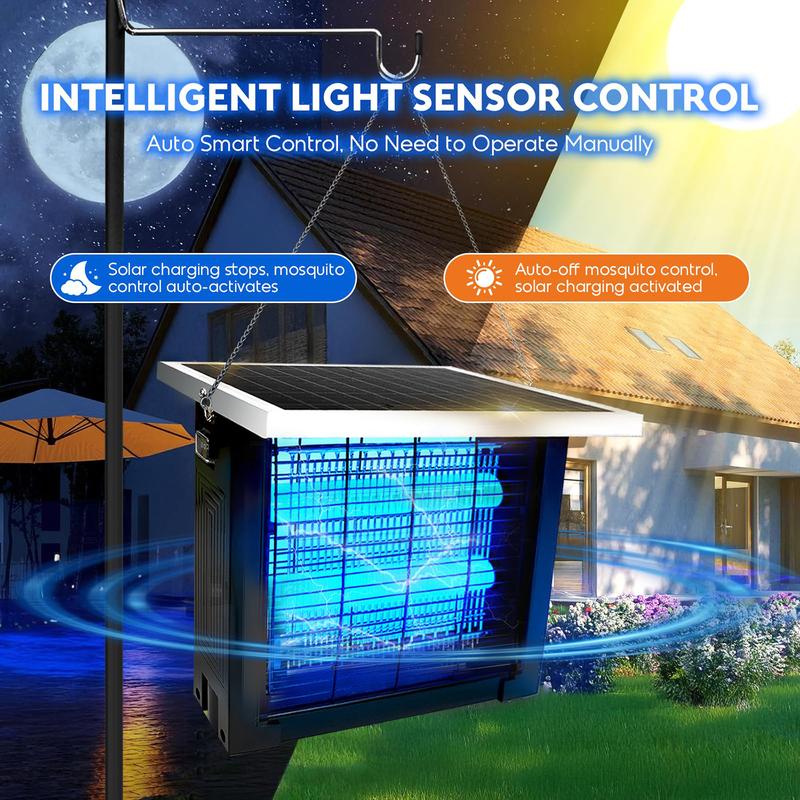 Solar Bug Mosquito Zapper Outdoor, IPX5 Waterproof Ground Insertion Multifunction Type UV Mosquito Killer Electronic Lamp , Modern Household Appliances for Garden, Backyard, Farm