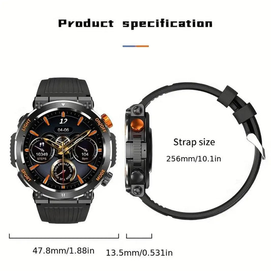 1.46 Inch HD Screen Smartwatch, Multi-functional Outdoor Sports Fitness Tracker, Wireless Receiving & Calling Multi-sport Mode Pedometer, Waterproof Watch with LED Light for Android/iOS Men & Women, Health Smartwatch