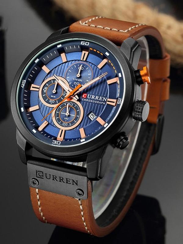 Men's Business Fashion Round Dial Analog Quartz Watch, Fashion Multifunction Watch for Party, Daily Clothing Decor, Trendy All-match & Exquisite Watch for Birthday Gift with Box, Business Fashion Watches