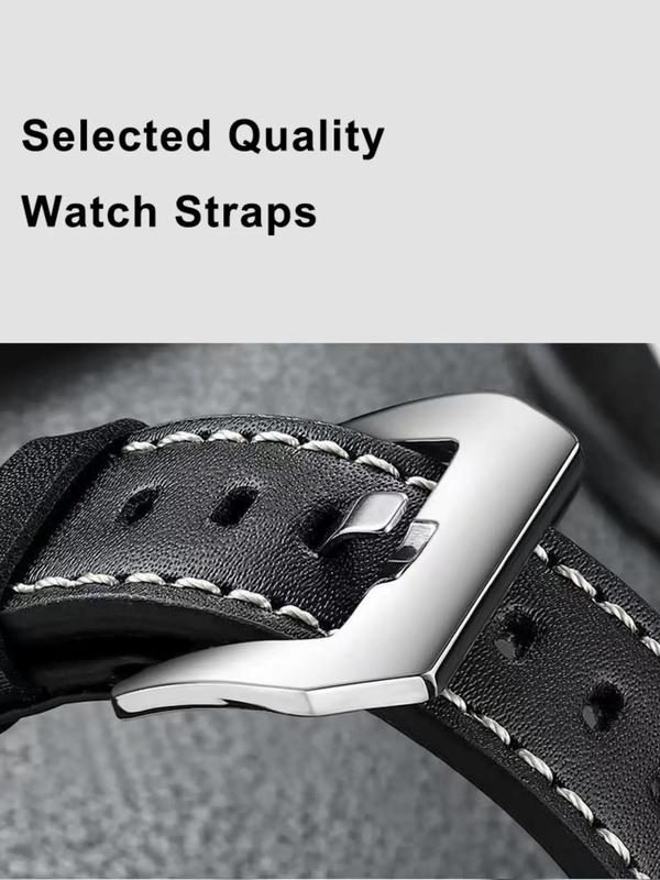 Business Fashion Round Dial Leather Strap Analog Mechanical Watch, Vintage All-match Buckle Automatic Wristwatch for Gift, Luminous Spring Pointer Design Watch with Box