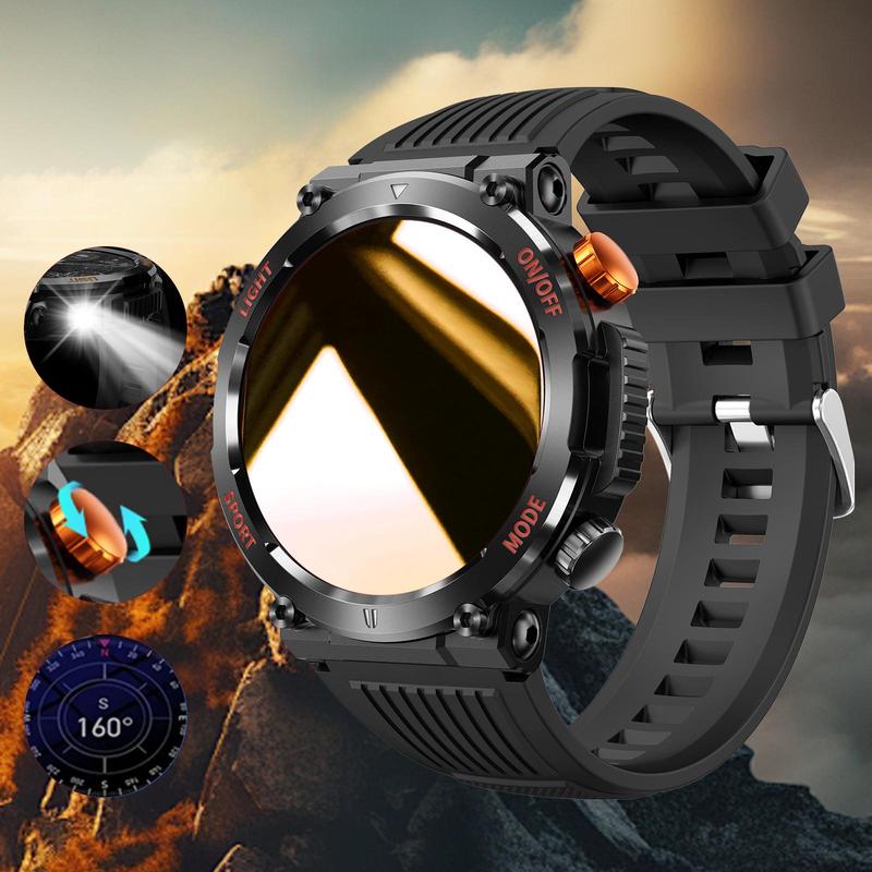 1.46 Inch HD Screen Smartwatch, Multi-functional Outdoor Sports Fitness Tracker, Wireless Receiving & Calling Multi-sport Mode Pedometer, Waterproof Watch with LED Light for Android/iOS Men & Women, Health Smartwatch