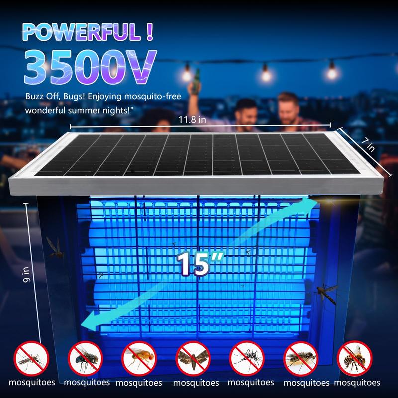 Solar Bug Mosquito Zapper Outdoor, IPX5 Waterproof Ground Insertion Multifunction Type UV Mosquito Killer Electronic Lamp , Modern Household Appliances for Garden, Backyard, Farm