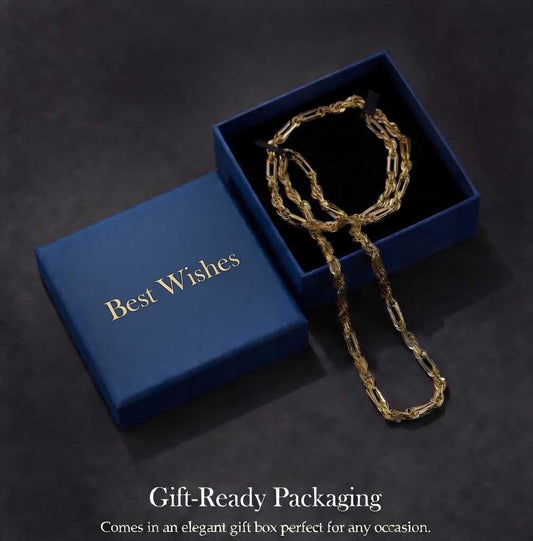 Milano Rope Chain Necklace for Men, Affordable Trendy Gold Plated Necklace with Multi-Angle Reflective Shine, Gift for Fashion Lovers(26 inches)