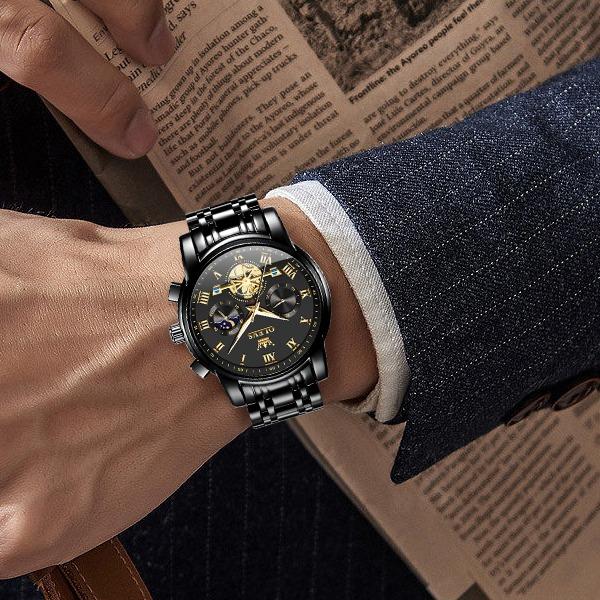 Men's Chronograph Quartz Watch G2859 Stainless Steel Waterproof Luminous Date with Luminous Hands, 41 mm Diameter, 20 mm Band Length Casual Trendy Wristwatch