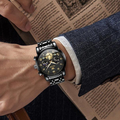 Men's Chronograph Quartz Watch G2859 Stainless Steel Waterproof Luminous Date with Luminous Hands, 41 mm Diameter, 20 mm Band Length Casual Trendy Wristwatch