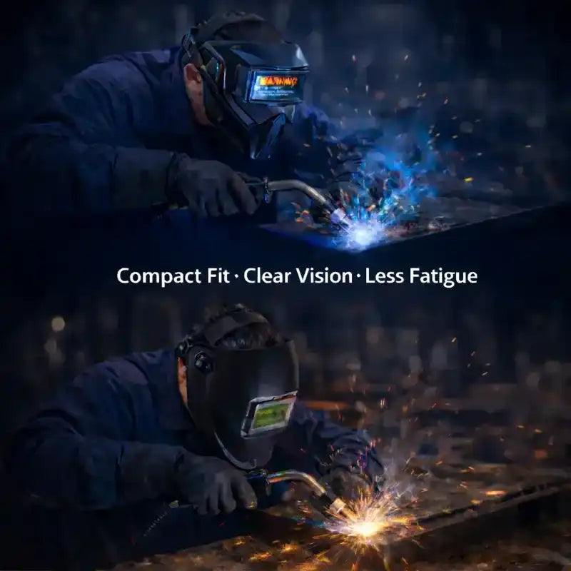 Auto Darkening Welding Helmet – Solar Welding Hood, Adjustable Shade 4/9-13 for TIG MIG ARC Welding, Approved Vented Hard Hat with LED Headlight, Plasma Cutting Table