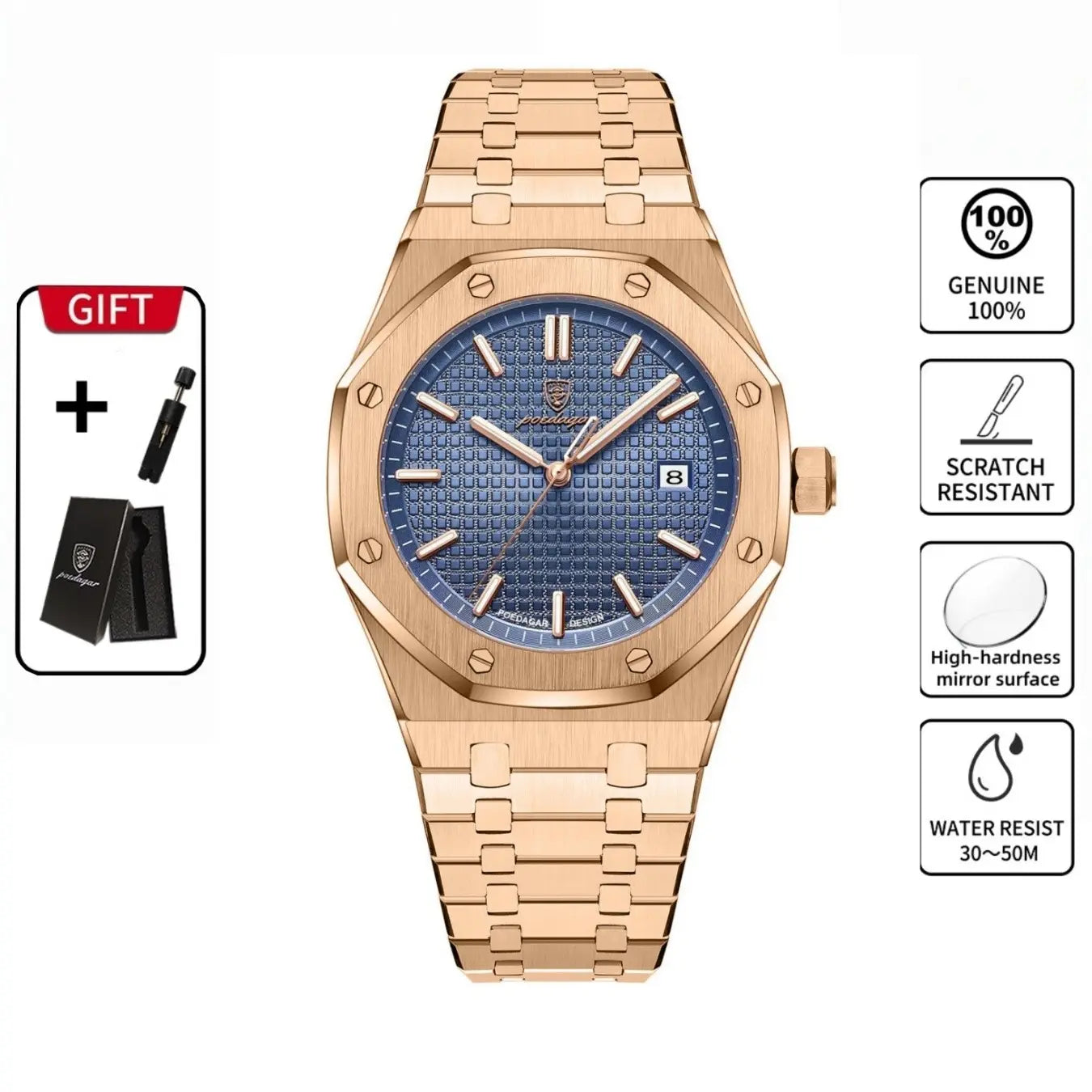 Luxury Waterproof Night Light Date Men's Watch, Stainless Steel Fashion Quartz Watch, Suitable for Daily Wear Fashion Men's Watch, Luminous Analog Watch, Waterproof Wristwatch, Fashionable Watch, Modern Waterproof Watch