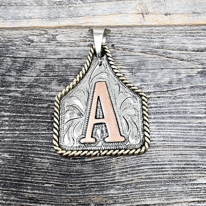 Handmade Cow Tag Necklace & Keychain with Copper Initial. Custom Made. Texas-Based. Fashion Jewelry Accessories