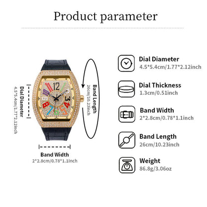 Men's Luxury Rhinestone Embellished Watch Included Fashion Timeless ClassicWatch Flash Sale -Fashionable it is elegant, durable, and the perfect choice foreveryday wear. with Gift Box
