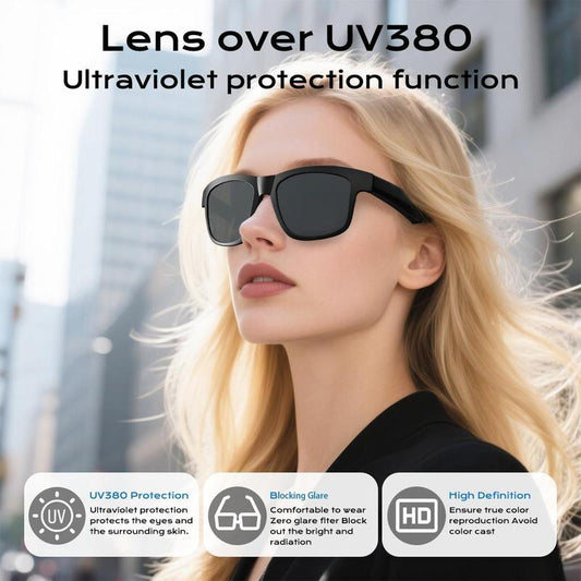 Smart Glasses Bluetooth Audio Sunglasses with Built-in Mic & Speakers Wireless Headphone for Music & Calling Unisex Athletic Outdoor UV Protection Wearable