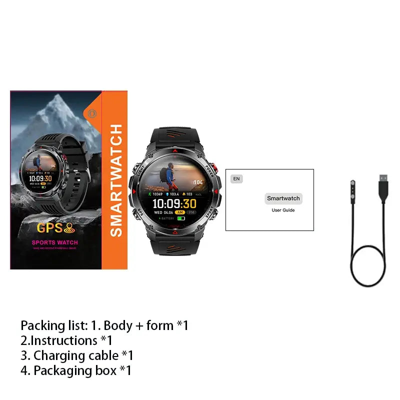 GPS Smartwatch Outdoor Sports Watch, Health Fitness Smartwatch, Wireless Call Function, 100+ Sport Modes, Calorie Counter, Weather Alarm LED Compass, Gift for Men Women #TOP PICKS