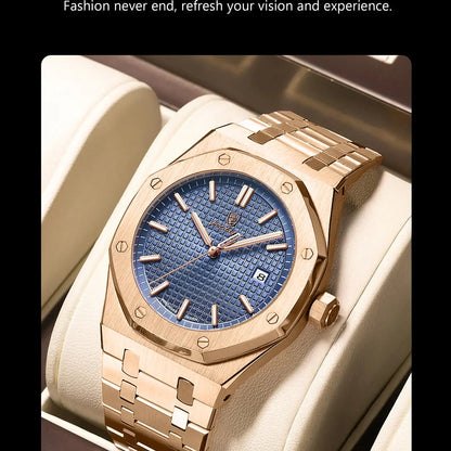 Luxury Waterproof Night Light Date Men's Watch, Stainless Steel Fashion Quartz Watch, Suitable for Daily Wear Fashion Men's Watch, Luminous Analog Watch, Waterproof Wristwatch, Fashionable Watch, Modern Waterproof Watch