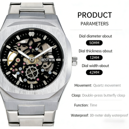 Men's Classic Business Analog Mechanical Watch, Fashion Watches for Men, Luminous Hands Watch for Parties, Daily Clothing Decor, Trendy All-match & Exquisite Watch for Birthday Gift with Box, Mechanical Style Watches