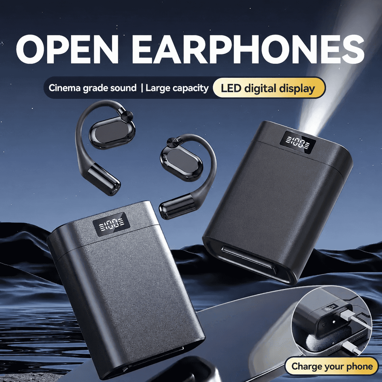 Bluetooth Earbuds with Smartphone Charging Support 45 Hours Playtime HiFi Bass ENC Noise Cancelling Bluetooth 6.0 Sport Design