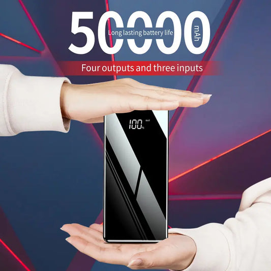 50000mAh Business Power Bank, USB Mobile Phone Charger, LED Display/flash, Suitable For IPhone/Android Electronic Devices, Perfect Outdoor Emergency Backup Battery Pack Travel Gadgets Charging Smartphone Chargeable Digital