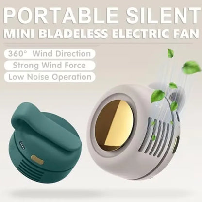 Portable Silent Mini Bladeless Electric Fan Adjustable 3-speed Waist Fans Rechargeable Personal Fan USB Protection Perfect Gift for Outdoor Trave