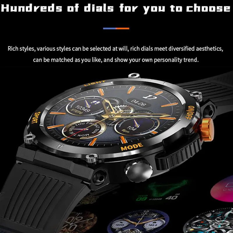 1.46 Inch HD Screen Smartwatch, Multi-functional Outdoor Sports Fitness Tracker, Wireless Receiving & Calling Multi-sport Mode Pedometer, Waterproof Watch with LED Light for Android/iOS Men & Women, Health Smartwatch