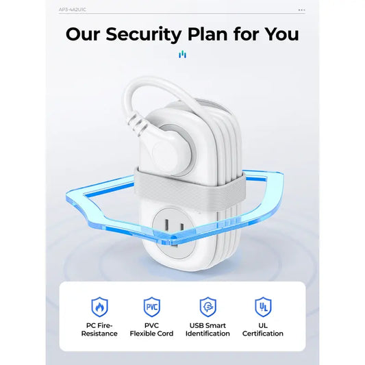 Travel Power Strip, ORICO 4 Outlets 3 USB Ports (1 USB C) with 4FT Wrapped Short Extension Cord Small Power Strip, Compact for Hotel Travel Essentials Cruise Approved