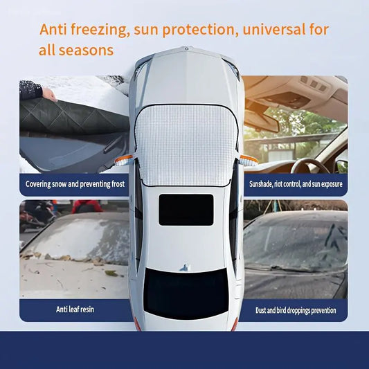Windshield Snow Cover Sun Shade Winter Dust Rain Ice Frost Guard Protector - Durable Design for Winter Weather Protection & Summer sunshade