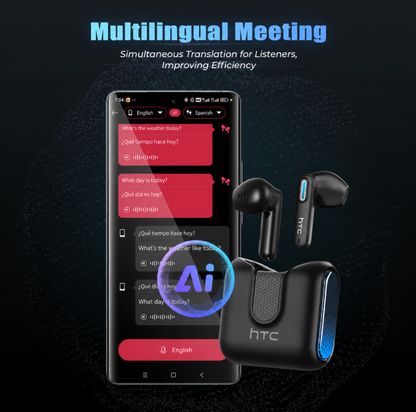 HTC NE49 TWS Wireless Earbuds - Bluetooth 6.0 Gaming Headsets, High Fidelity, IPX5 Waterproof, Built-in Microphone, High Quality Headphones, Bluetooth Headphones, Earbuds Wireless, Ideal for Sports, Unique Gifts for Man, Cool Gifts for Guys