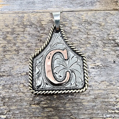 Handmade Cow Tag Necklace & Keychain with Copper Initial. Custom Made. Texas-Based. Fashion Jewelry Accessories
