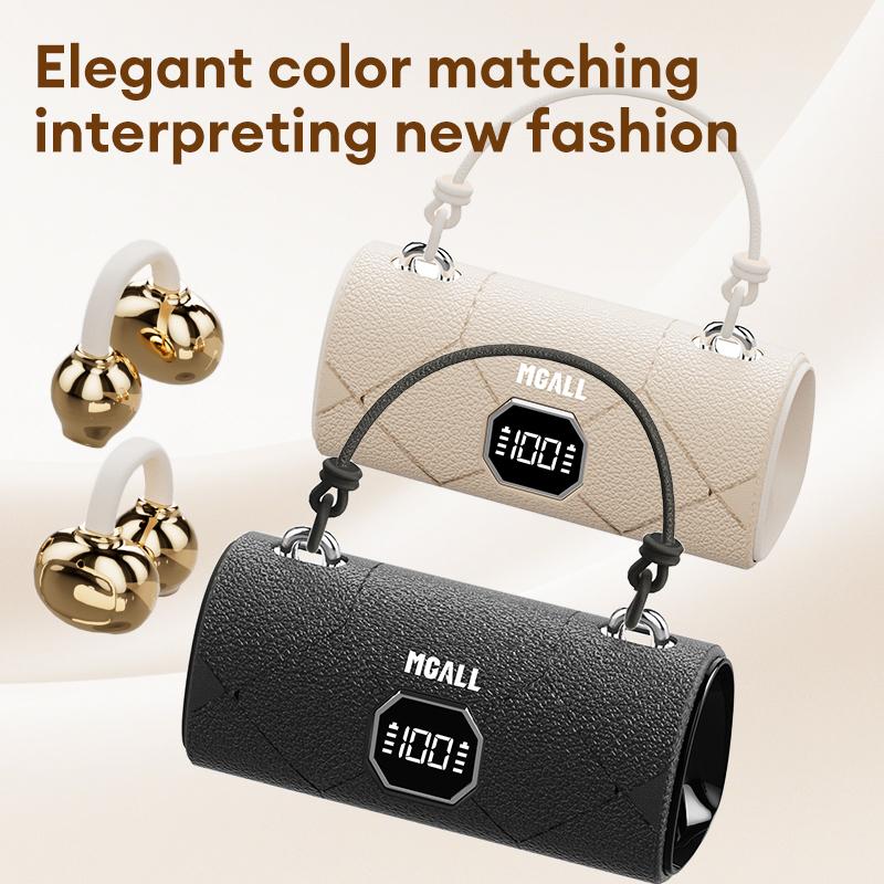 Fashionable Clip-On Wireless Headphones with Handbag‑Style Light‑Luxury Leather Texture, Comfortable Fit, 2025 Bluetooth 6.0, LED HD Display, HiFi Sound, Sport & Travel Ready, Perfect Gift for Girlfrie