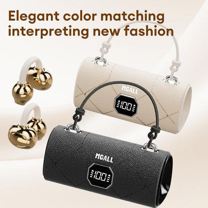 Fashionable Clip-On Wireless Headphones with Handbag‑Style Light‑Luxury Leather Texture, Comfortable Fit, 2025 Bluetooth 6.0, LED HD Display, HiFi Sound, Sport & Travel Ready, Perfect Gift for Girlfrie