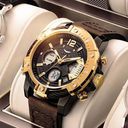 Fashion Men's Watch Large Dial Waterproof Luminous Watch Fashion High-end Multifunctional Sports Dual Time Zone Watch gift set