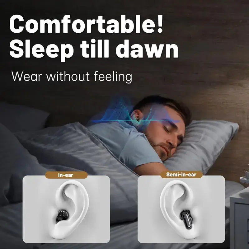 Wireless Bluetooth Headphones with Dual Device Pairing – Connect 2 Devices at Once, Tiny Invisible Earbuds, Waterproof with Mic, Sleep & Sports Earphones Set, 2 Pairs Mini Short Handle Design for Work, Sport, Sleeping