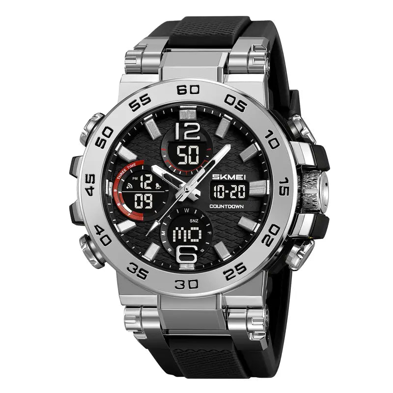 SKMEI Sport Digital Watch for Men Large Dial Outdoor Style Waterproof 50M Analog Digital Multifunction Wristwatch LED Chronograph