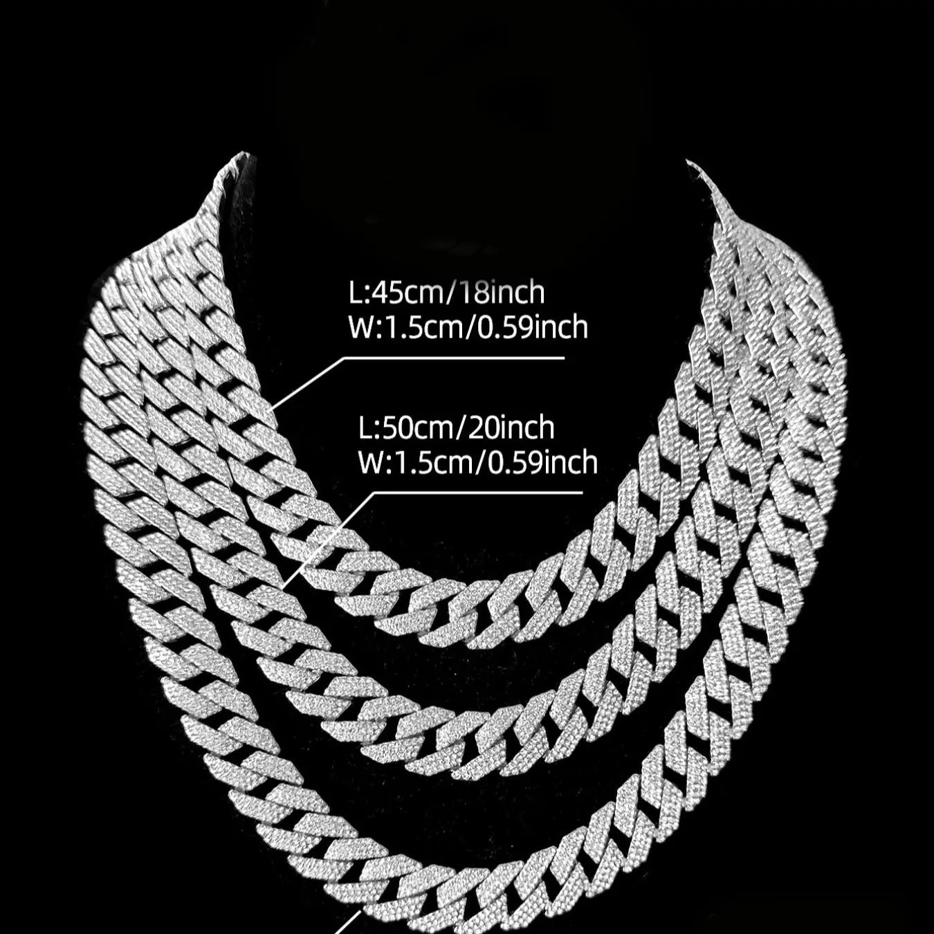 Rhinestone Decorated Cuban Chain Necklace, Iced Out Jewelry, Punk Style Chain Necklace for Party, Daily Decor, Trendy All-match & Exquisite Hip Hop Jewelry for Birthday Gift