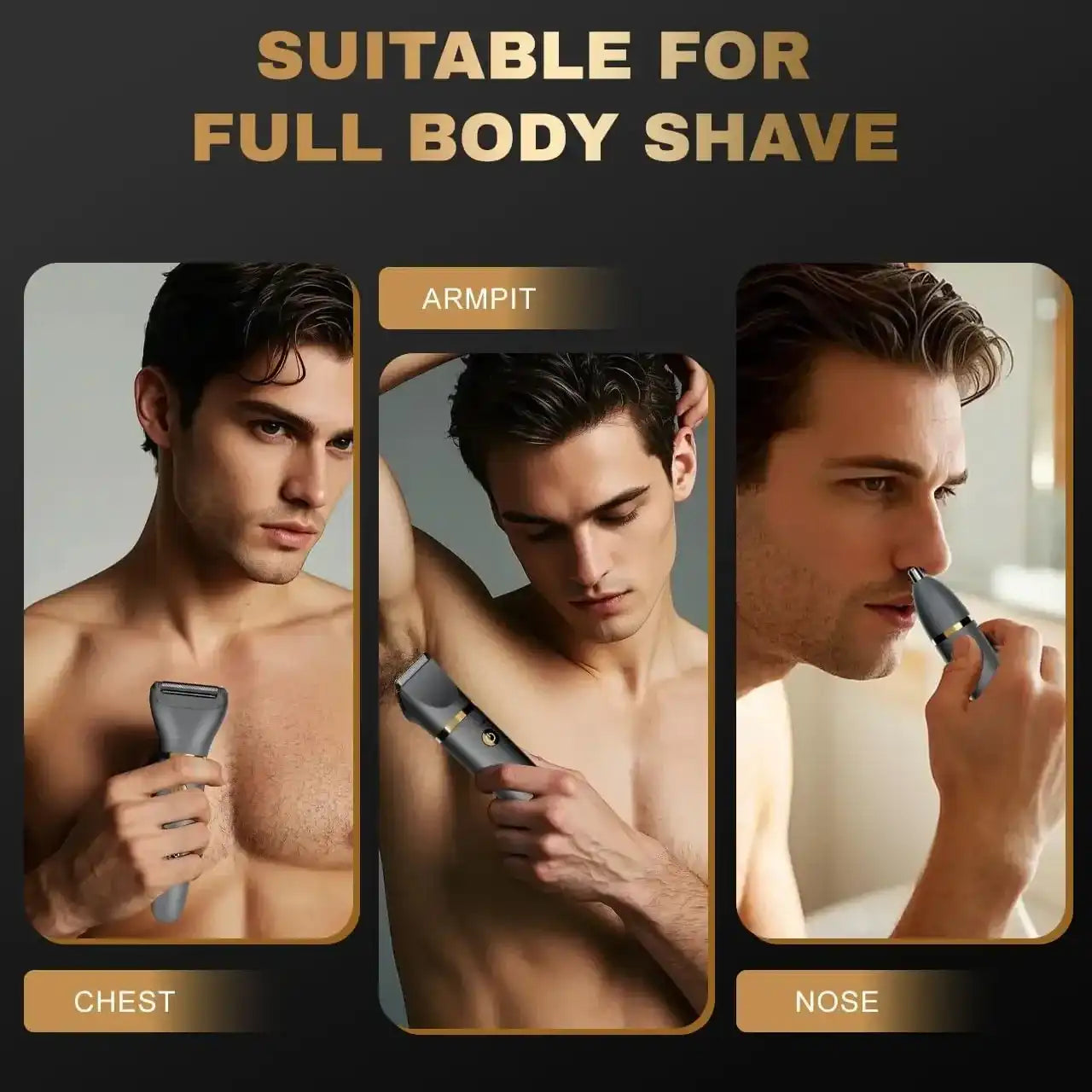 Scttomon 3 in 1 Electric Body Hair Trimmer,Groin Hair Trimmer for Men,Waterproof Electric Shaver Nose Hair Trimmer,Men's Hair Removal Device Cordless,Manscape Trimmer with Standing Recharge Dock