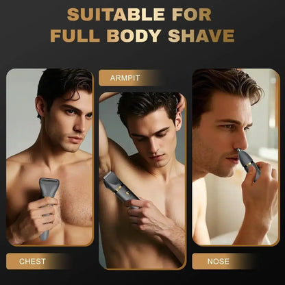 Scttomon 3 in 1 Electric Body Hair Trimmer,Groin Hair Trimmer for Men,Waterproof Electric Shaver Nose Hair Trimmer,Men's Hair Removal Device Cordless,Manscape Trimmer with Standing Recharge Dock