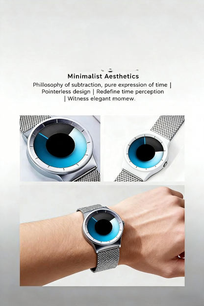 Men’s Futuristic Minimalist Watch with Creative Rotating Disk Dial & Blue Gradient Design – Perfect Birthday & Valentine’s Day Gift for Him, Modern Stylish Everyday Accessory for Trendy Men
