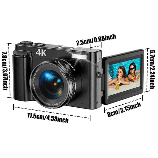 4K Digital Camera for Photography & Video Autofocus, 48MP Vlogging Camera, Compact Camera 16X Digital Zoom with 3.0 Inch Flip Screen, 32G SD Card