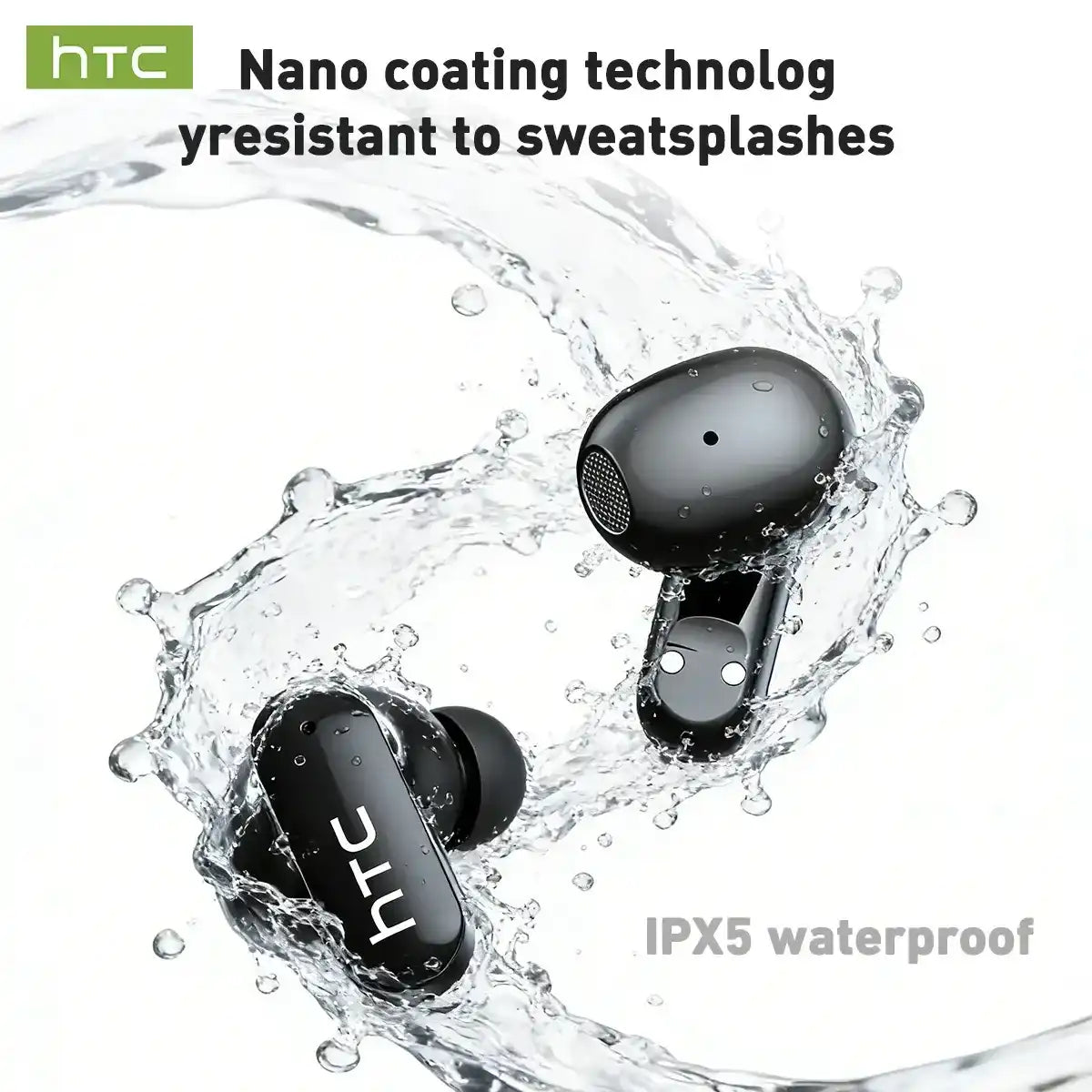 HTC NE71 Mini In-Ear True Wireless Earbuds - Bluetooth 6.0, Rechargeable, Waterproof, Touchscreen, Call-Ready Mic, Volume Control, Built-in Headset, Long Battery Life, for Office, Sports