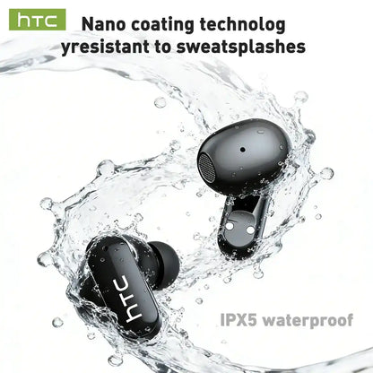 HTC NE71 Mini In-Ear True Wireless Earbuds - Bluetooth 6.0, Rechargeable, Waterproof, Touchscreen, Call-Ready Mic, Volume Control, Built-in Headset, Long Battery Life, for Office, Sports