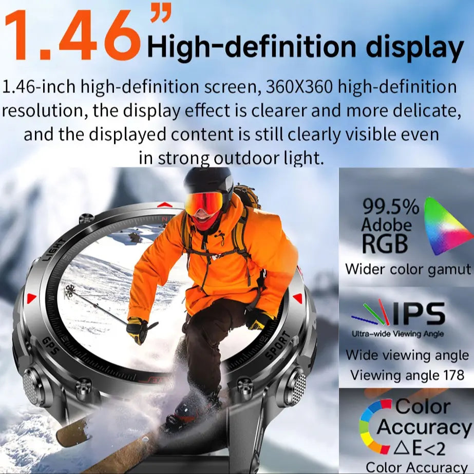 GPS Smartwatch Outdoor Sports Watch, Health Fitness Smartwatch, Wireless Call Function, 100+ Sport Modes, Calorie Counter, Weather Alarm LED Compass, Gift for Men Women #TOP PICKS