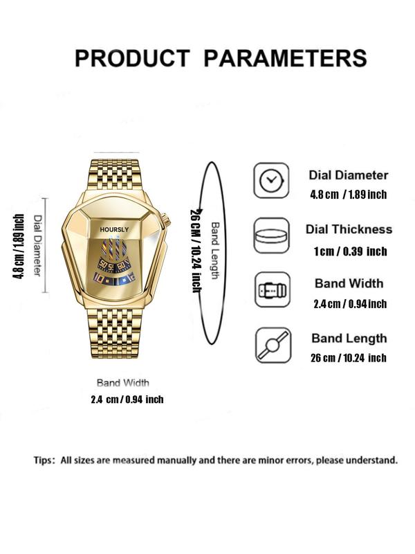 Men's Business Quartz Watch & Beaded Bracelet Set, Fashion Watch Set for Party, Daily Decor, Trendy All-match Watch Set for Birthday Gifts without Box, Exquisite Watch Set