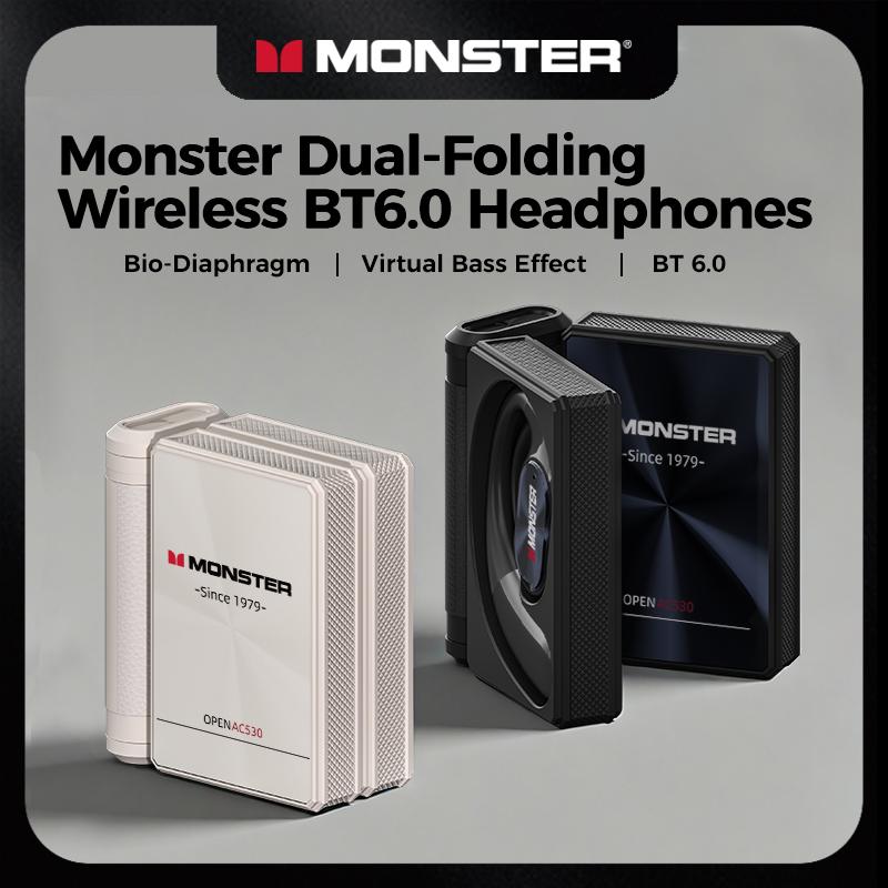 Monster Ear Buds - Headphones Bluetooth with Dual-Fold Design, Noise Isolation - 145H Playtime Wireless Earbuds Bluetooth 6.0, IPX5 Waterproof & Sweatproof Wireless Headphones, Headset Ideal Traveli