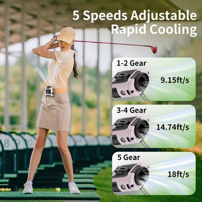 10000mAh/14500mAh Power Bank, Portable Waist Fan Clip-on Wearable Belt Personal Fan, Rechargeable Battery Operated With Flashlight Hands-Free 40H/67H Cooling, USB Cooling Fan For Outdoor