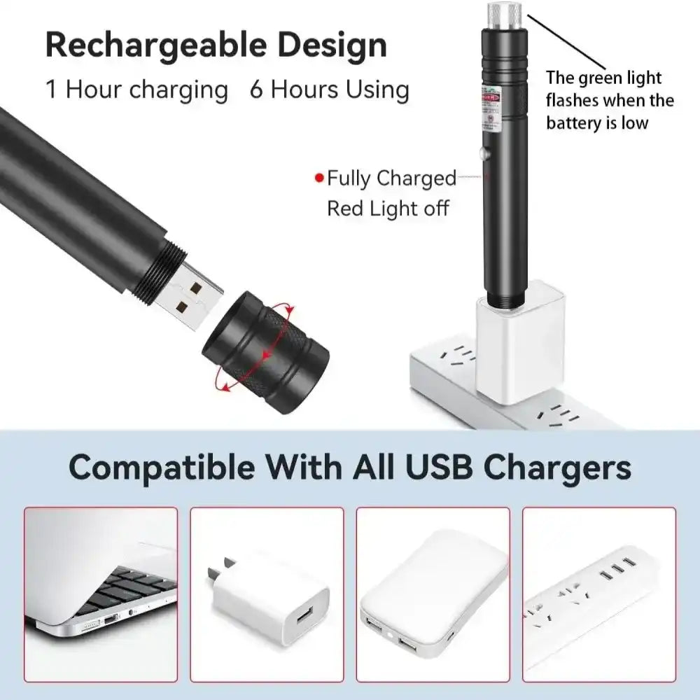 High-Power Laser Pointer with Visible Beam, Long-Range Visible Light, Ideal for Night Use and Outdoor Activities, Durable Design, Handheld Laser Pen