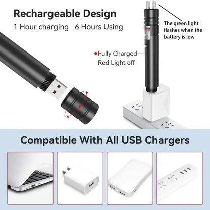 High-Power Laser Pointer with Visible Beam, Long-Range Visible Light, Ideal for Night Use and Outdoor Activities, Durable Design, Handheld Laser Pen