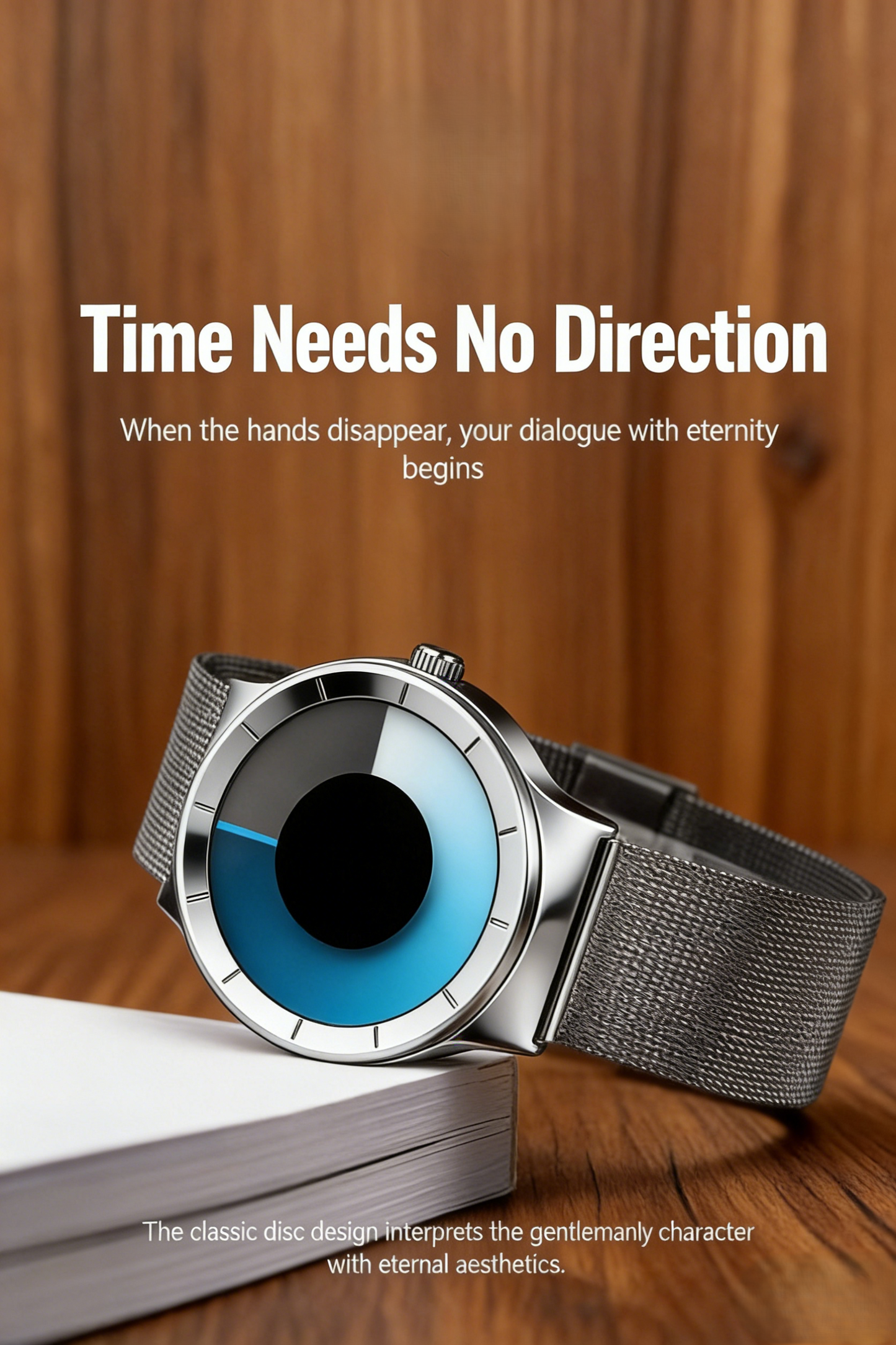 Men’s Futuristic Minimalist Watch with Creative Rotating Disk Dial & Blue Gradient Design – Perfect Birthday & Valentine’s Day Gift for Him, Modern Stylish Everyday Accessory for Trendy Men