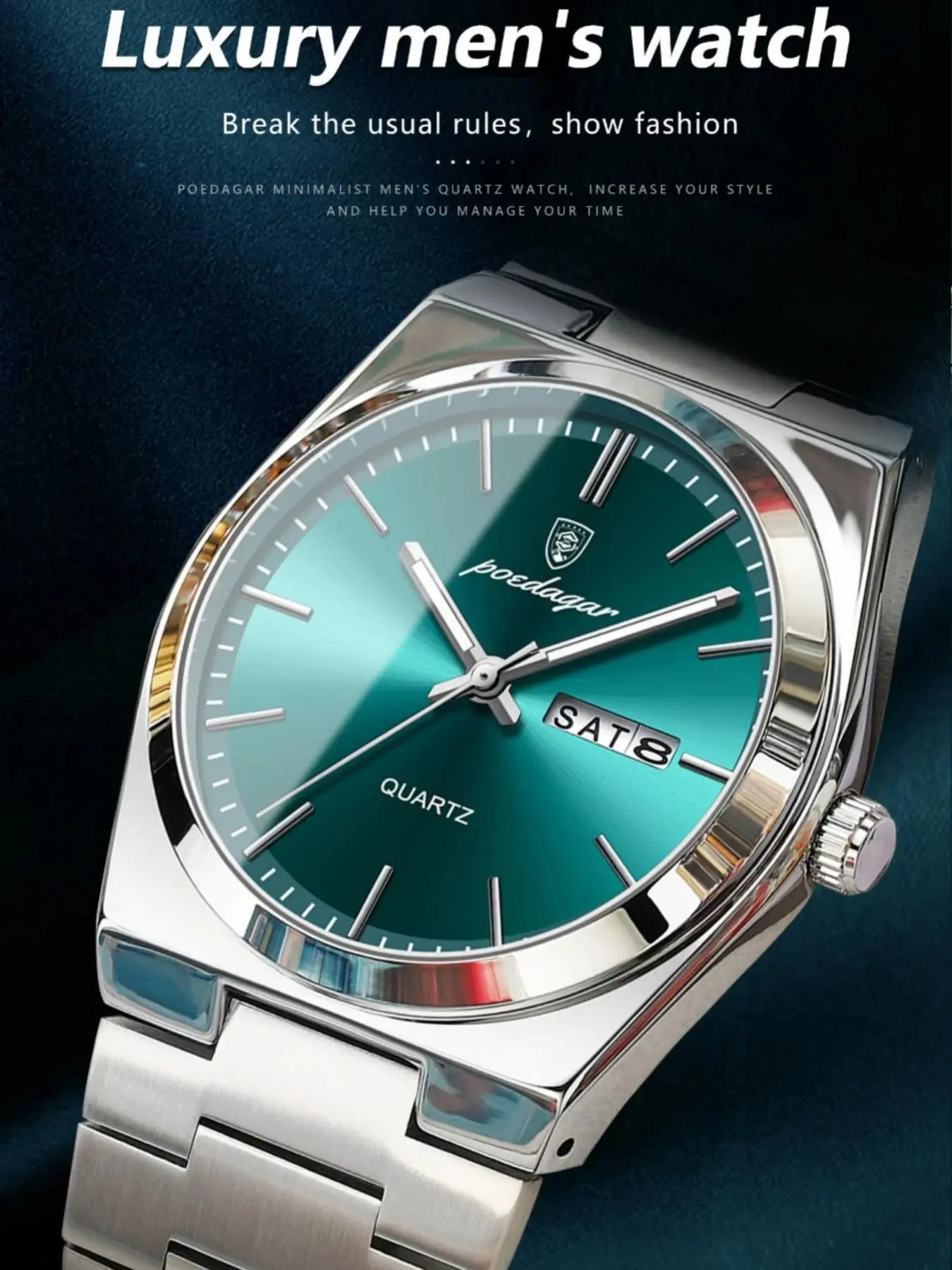 Men's Round Dial Analog Quartz Watch with Stainless Steel Strap, Business Fashion Watch, Modern Fashionable Wristwatch