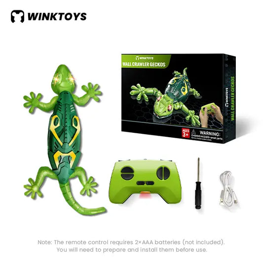 Wall Crawler Gecko, Winktoys Remote Control Toy, Electric Lizard Toy with LED Glowing Eyes, 360° Spin, Animal Toy, Fun Indoor Toy, Gift Idea, Party Toy, Cool Gifts, Family Fun