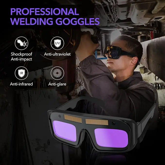 Auto-Darkening Welding Goggles | UV/IR Protection & 1/25000s Reaction - TIG/MIG/ARC Helmet with Clear Lens