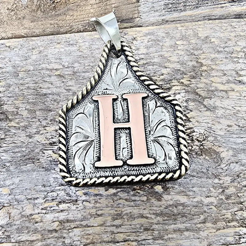 Handmade Cow Tag Necklace & Keychain with Copper Initial. Custom Made. Texas-Based. Fashion Jewelry Accessories