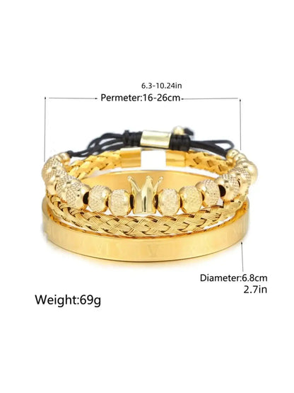 Men's Elegant Braided Bracelet, Fashionable Crown & Roman Numerals Decor Bracelet for Party, Daily Decor, Trendy All-match & Exquisite Jewelry for Birthday Gift, Jewellery, Styling